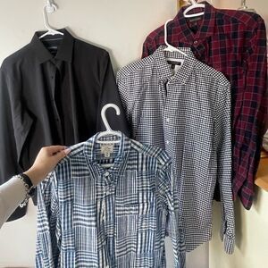 (4) Men’s J. Crew Banana Republic Nautica Button Up Dress Shirt Slim Fit M